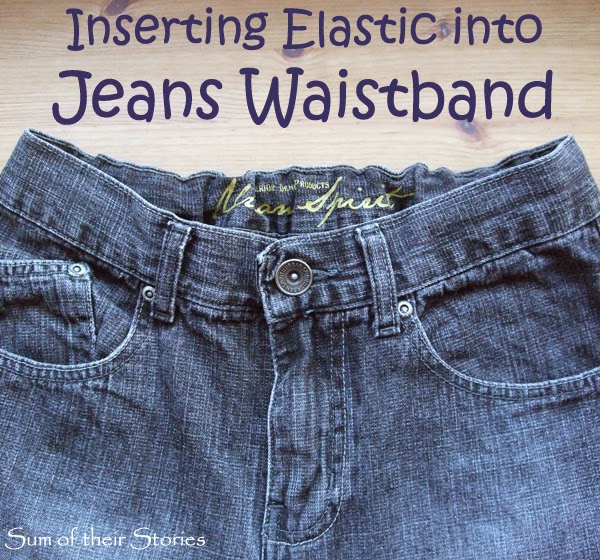 Inserting elastic into jeans waistband