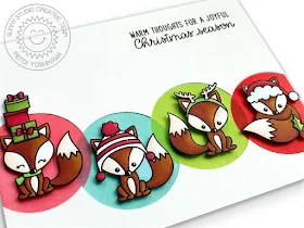 Sunny Studio Stamps: Foxy Christmas Rainbow Circle Holiday Card by Mendi Yoshikawa