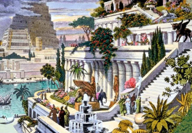 Hanging Gardens of Babylon - 16th century engraving by Dutch artist Martin Heemskerck. 