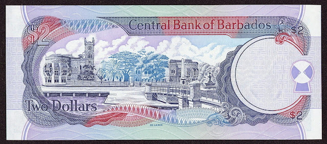 Barbados money currency 2 Dollars 1998