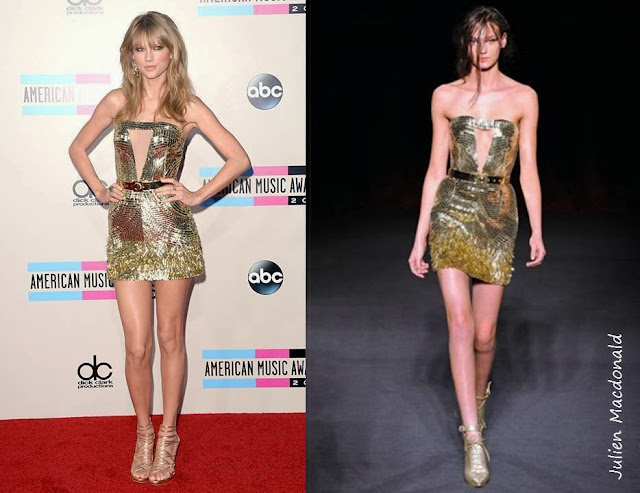 taylor swift gold mini dress amas julien macdonald