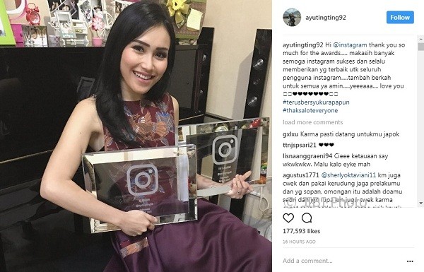 Ayu Ting Ting Puji Diri Sendiri Di Akun Instagram