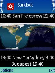 Sunclock is a J2ME Midlet that displays a map of the Earth