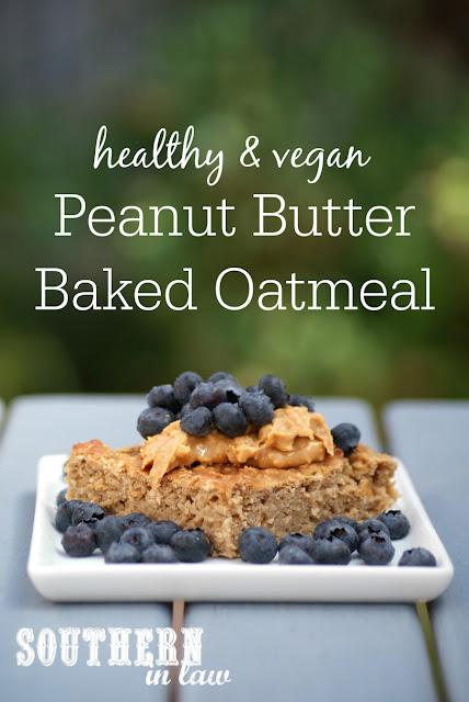 Healthy Vegan Peanut Butter Baked Oatmeal Recipe - low fat, gluten free, healthy, vegan, clean eating recipe, healthy breakfast recipes, freezer friendly,  breakfast meal prep