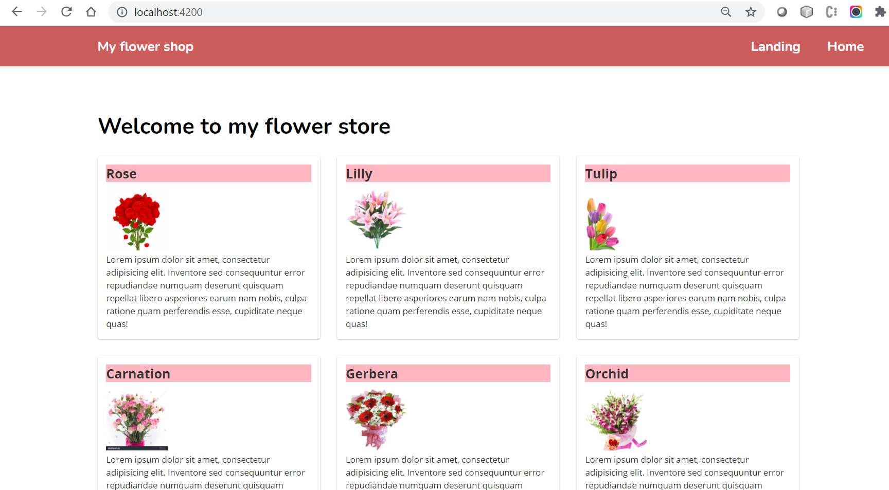 primeng flower store app complete example