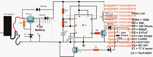 6V to 220V Boost UPS Circuit for Satellite TV Modems