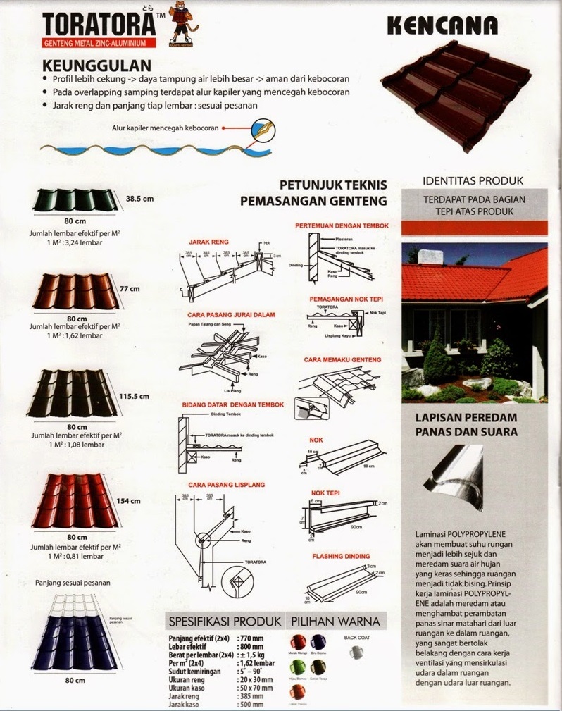 HARGA GENTENG  METAL  TORA TORA 2022