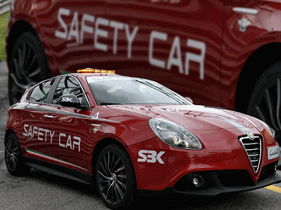 The New Alfa Romeo Giulietta enter the track as a safety car in the World