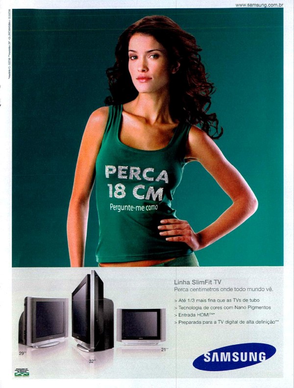 Propaganda antiga da Samsung promovendo sua linha de televisores em 2006