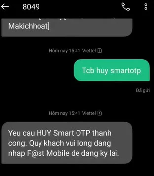 Huỷ Smart OTP trên điện thoại cũ