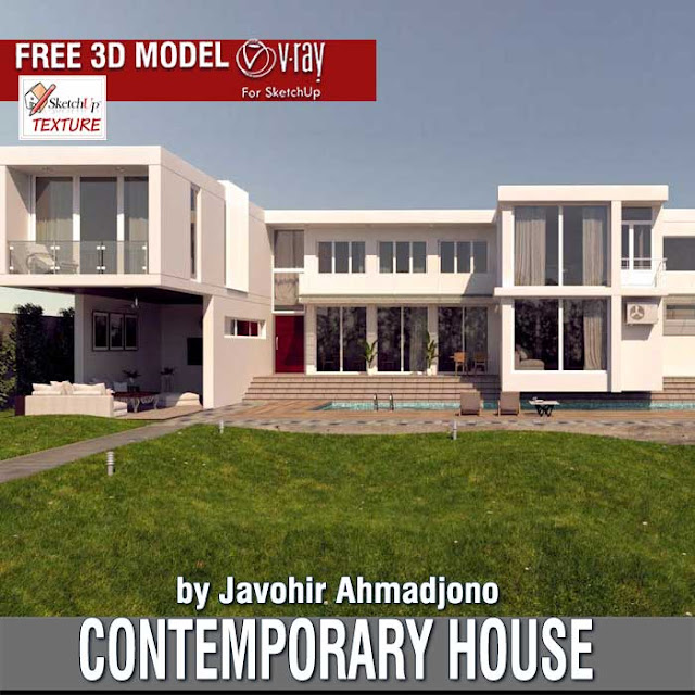 free sketchup 3d model contemporary house by Javohir Ahmadjono