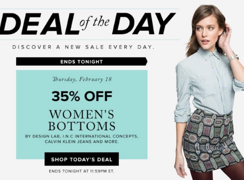 Hudson's Bay Deal of the Day 35% Off Women's Bottoms