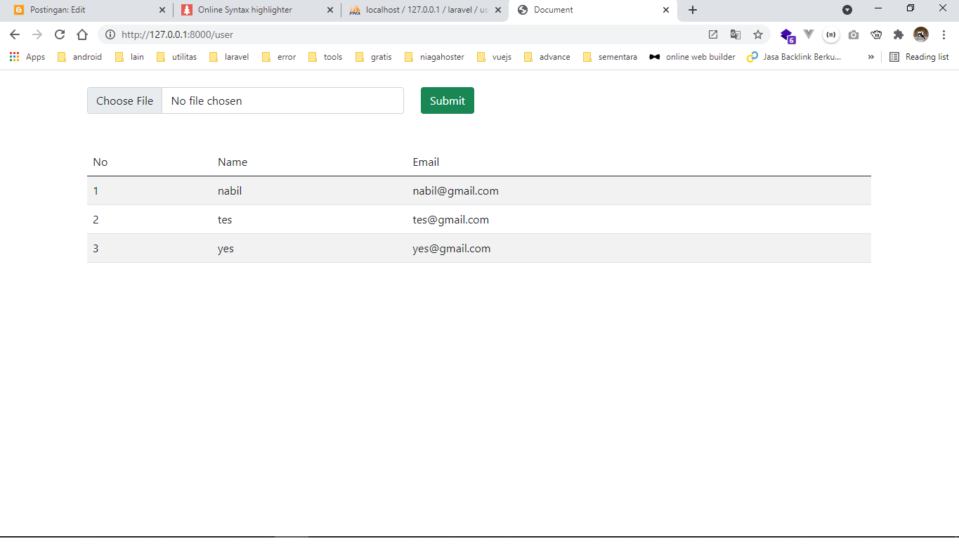 cara import excel di laravel