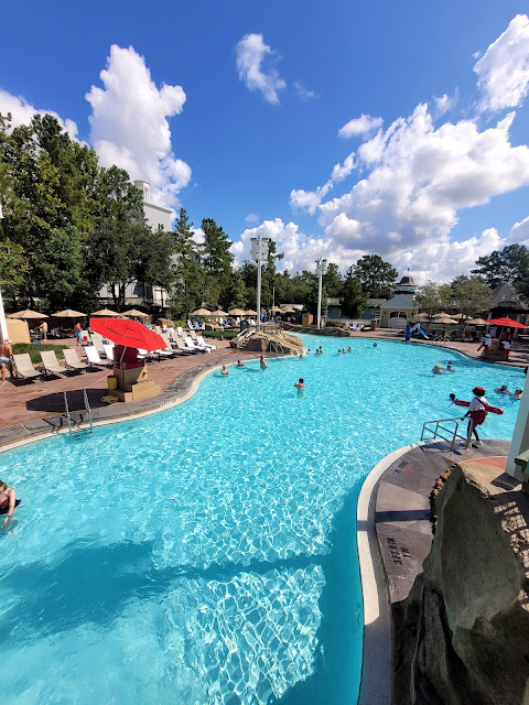 main pool with water slides at Disney Saratoga Springs