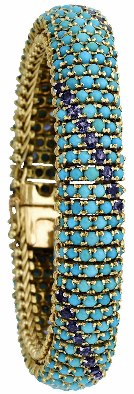 color photograph of a Turquoise and Sapphire bracelet, 1950