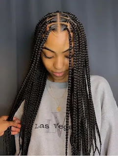 African Braids hairstyle with weave