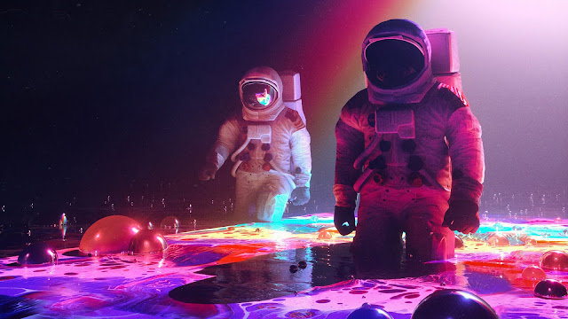 Wallpaper Astronauts, Space, Artwork