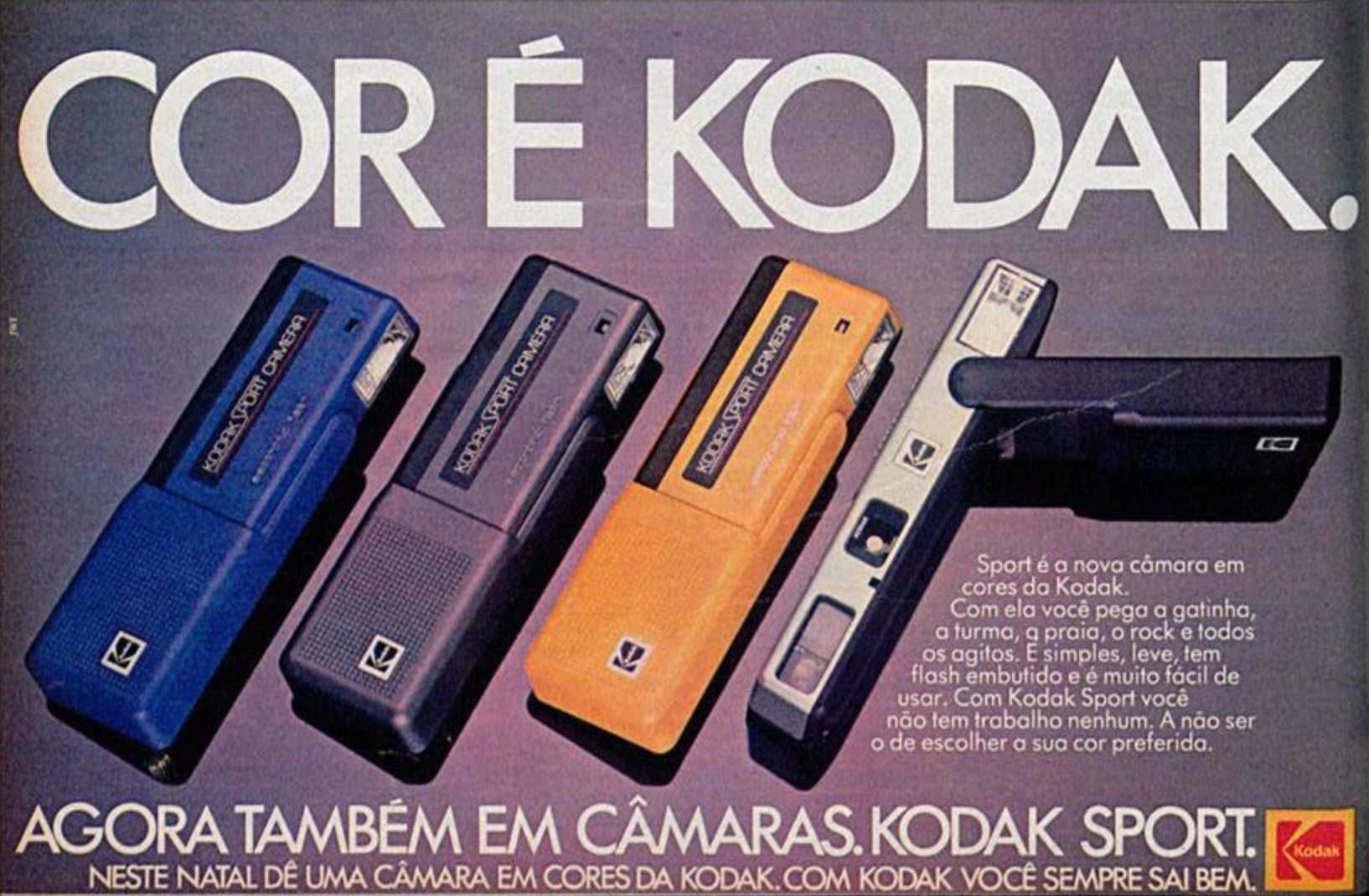 Anúncio veiculado em 1987 promovia a câmera fotográfica Kodad Sport