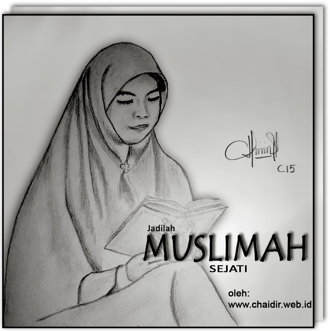  Sketsa  Gambar Wanita Hijab Sobsketsa