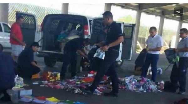 Personal de la aduana destruyen útiles escolares destinados a niños mexicanos