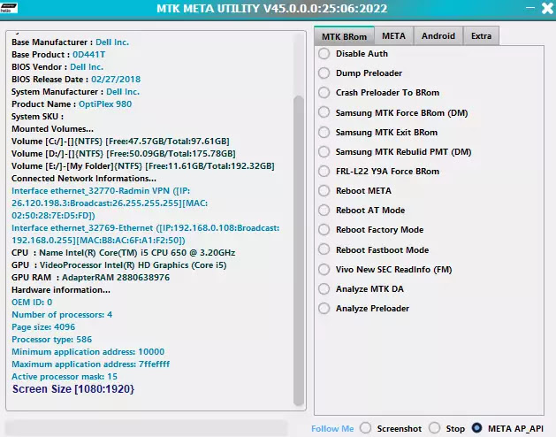 MTK META Utility V45 MTK Auth Bypass Tool