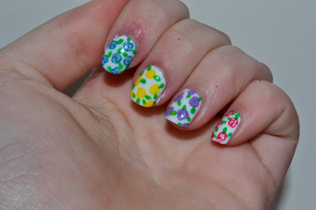 Colorful Flower Nail Art by Elins Nails