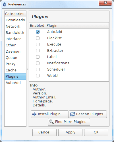 enabling autoadd in deluge