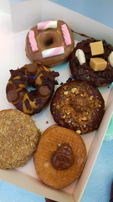 Box of six doughnuts from Doughnut Time's Doughnut Academy, Shaftesbury Avenue, London