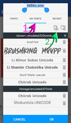 Tap My Font and tap Font Add Botton