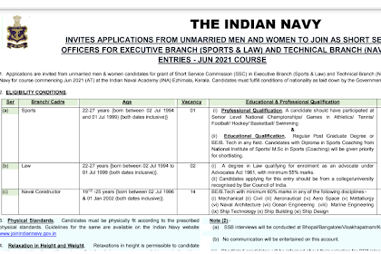 Indian Navy SSC Officer Recruitment 2021