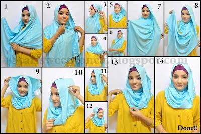 Cara Memakai Jilbab Segi Empat