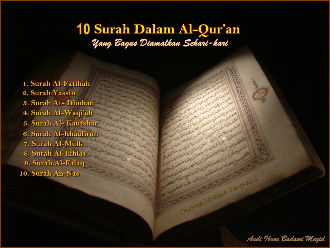 Goresan Mutiara Tanganku 10 Surah Dalam  Al  Qur  an Yang 