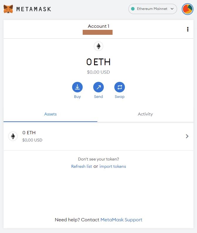 MetaMask wallet ready to use