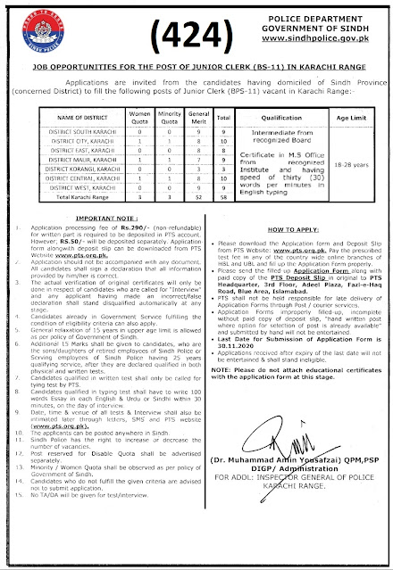 Sindh Police Department, Govt. of Sindh Phase VI (SPD) (424)