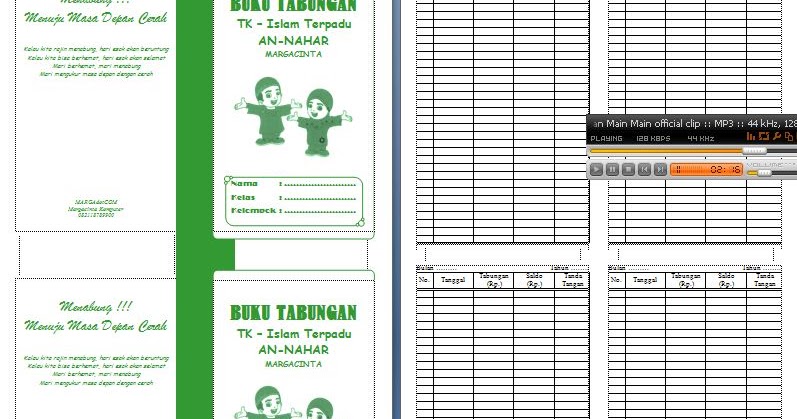 Contoh Format Buku Tabungan Simple Untuk TK/PAUD - TUKANG 