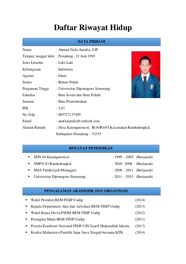 Www Contoh Daftar Riwayat Hidup - Contoh Club