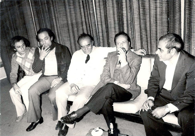 Μάριος Τόκας, Λάκης και Τάσος Χαλκιάς, Γιάννης Ρίτσος και Στέλιος Καζαντζίδης στο studio της Columbia το 1981