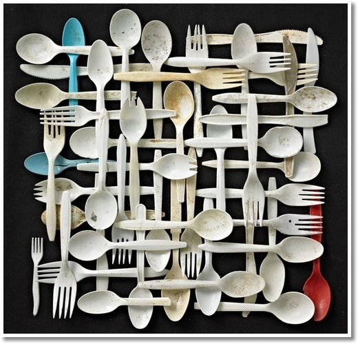 up cycled plastic spoons for wall decor
