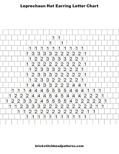 Free Leprechaun Hat Earring Brick Stitch Seed Bead Pattern Letter Chart