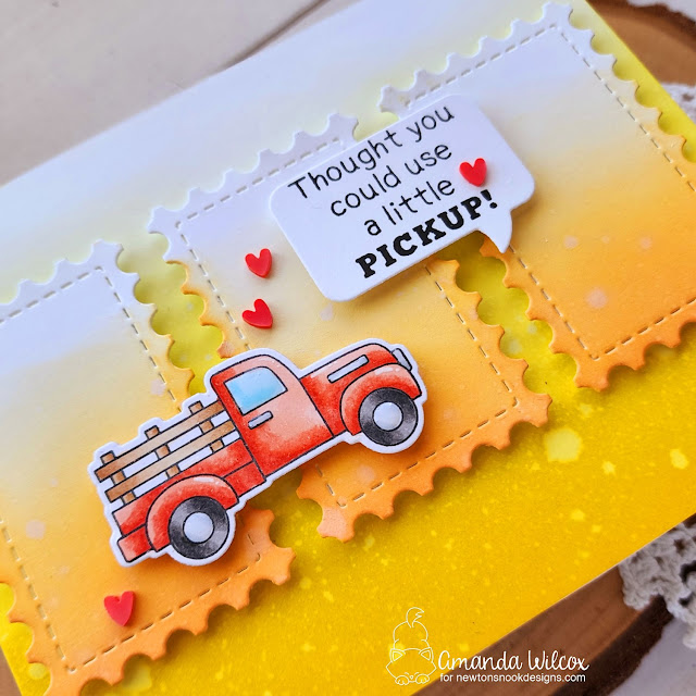 A Little Pickup Card by Amanda Wilcox | Farming Fun Stamp Set, Framework Die Set and Speech Bubbles Die Set by Newton's Nook Designs #newtonsnook #handmade