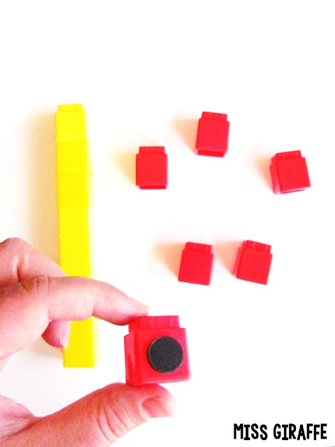 Great tips for how to make any math manipulative into a magnet to use on the whiteboard!