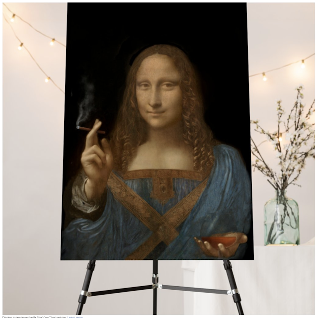 Mishmash art - smoking Mona Lisa prints