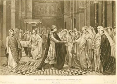 The Byzantine emperor Theophilos chooses Theodora as his empress over Kassiane in a bride show.