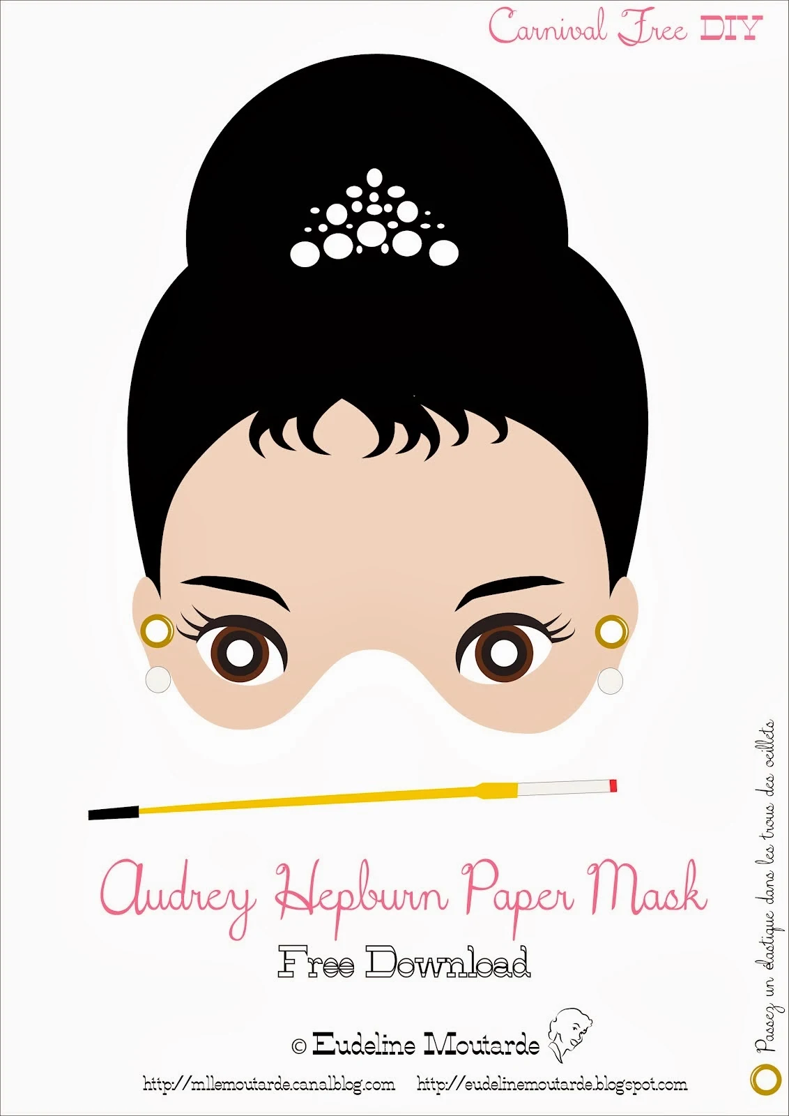 Máscara de Audrey Hepburn para Imprimir Gratis. 