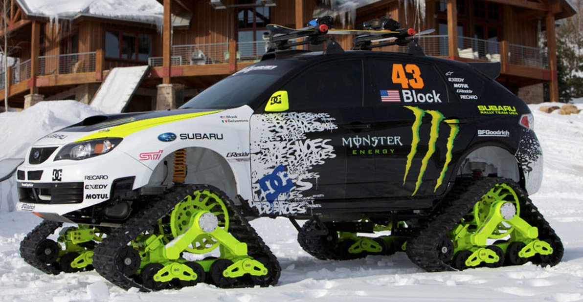 Amazingly this TRAX system turned Ken Block's STi into a tank