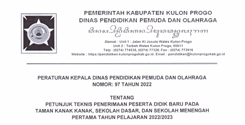Juknis dan Jadwal PPDB SD SMP Kabupaten Kulon Progo Tahun Pelajaran 2022/2023