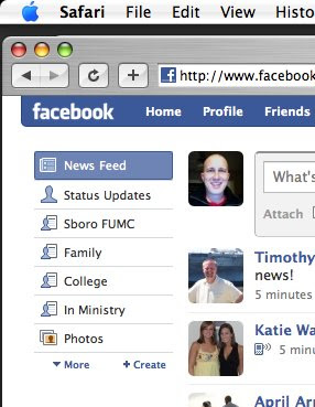 Example of Facebook Friends Lists