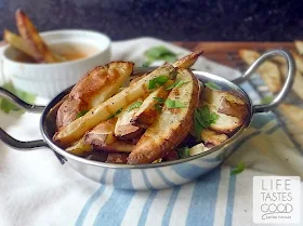 Best Baked French Fries | by Life Tastes Good are easy to make and really do get a little crispy on the outside just like a good french fry should!! #Baked #FrenchFry #Healthy #BuffaloSauce