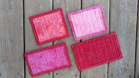 3-D quilted heart mug rugs for Galentine's or Valentine's Day