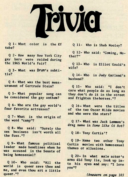 Joe My God Here S A Gay Trivia Quiz From 1966